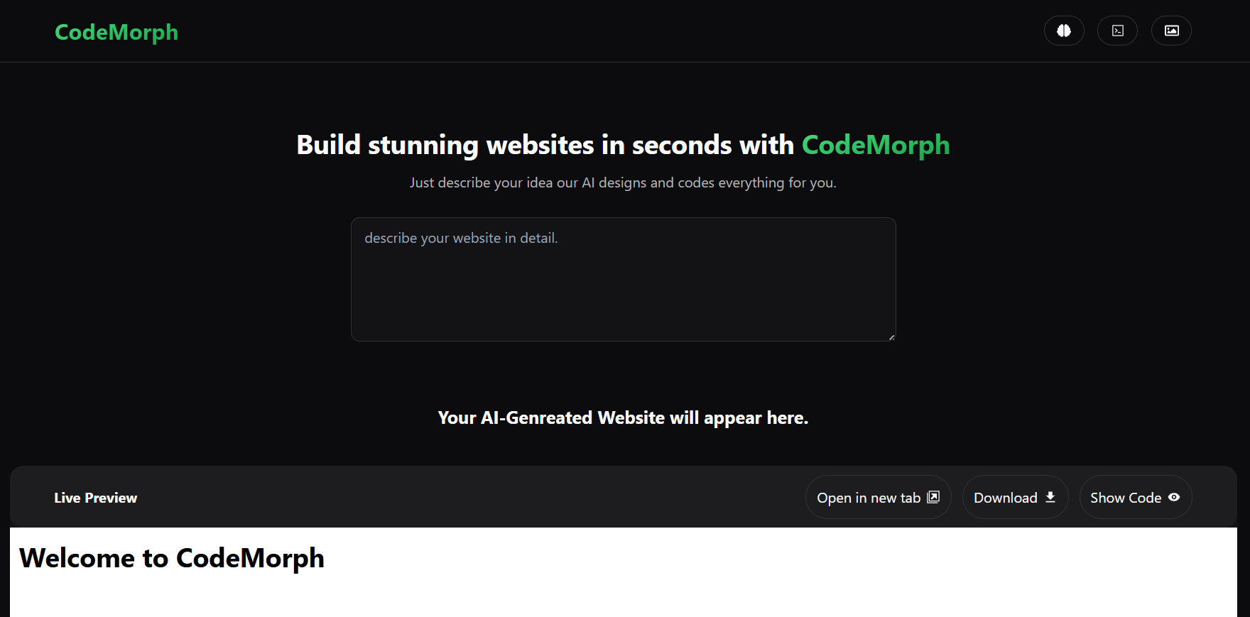 hero section showcase